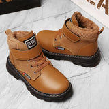 Genuine Leather Winter Martin Boots For Thick Warm Snow Children Soft-soled Anti-slippery Teenager Boys Shoe