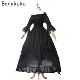 Vintage Victorian Medieval Renaissance Black Gothic Dress Woman Cosplay Halloween Costume Princess Gown Women Plus Size Clothing - Women Prom