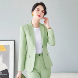 Elegant Green Formal Pantsuits with Jackets Coat and Pants Professional Business Work Wear Blazers Trousers Set OL Styles women suiting