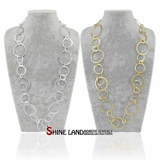 Shineland 2023 New Fashion Exaggerated Charms Long Chains Metal Necklace Luxury Jewelry for Women Statement Punk Bijoux Gift  - Women Jewellery - Girl Jewellery