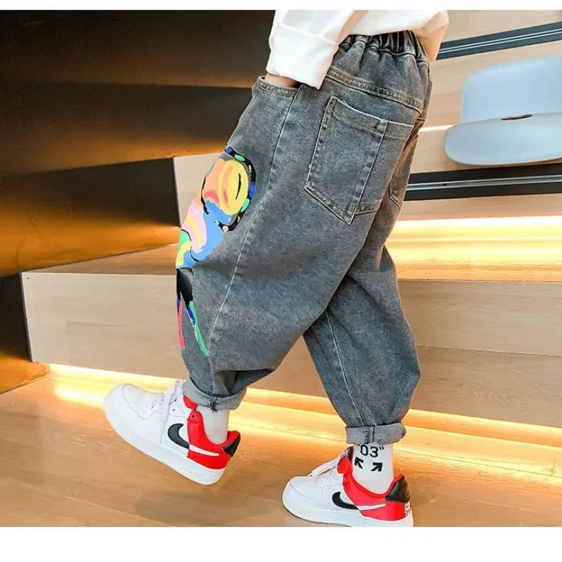 Children's Clothing Boys Jeans Spring and Autumn New Children's Casual Trousers Boys Loose Pants - Boy Cloth