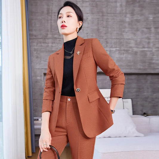 Formal Blazers Feminino for Business Suits with Pants and Jackets Coat High-Quality Fabric Professional Trousers Sets women suiting