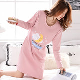 Spring Long Sleeve Print Nightgowns Breathable Loose Comfort Home Wear Leisure Sweet LeisureM-3XL Sleepshirts Hot women lounge