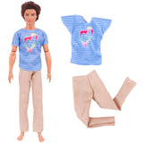 Multicolor 1 Set Of Sportswear Doll Clothes Casual Outfits For 30cm Ken Doll Boy T-shirt+Shorts Beach Prince Ken Clothes Boys Clothing - Boys Short - Boys Shirt