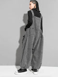 [EAM] High Waist Black Pocket c Denim Overalls Trousers New Loose Fit Pants Fashion Tide Spring Autum 1K164  Women Jeans - Girls Jeans