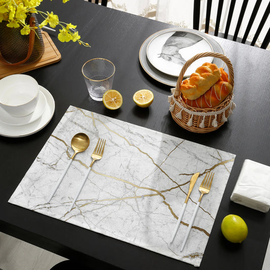 4/6pcs Placemats Marble Pattern Table Mats for Table Accessories Modern Home Decor Linen Tableware Pads Coaster Dining