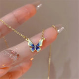 New Trend Unique Design Elegant Exquisite Light Luxury Enamel Butterfly Necklace Party Premium women jewellery