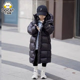 Winter Jacket for Boys Girls Long Length Down Jacket Black Thickened Hooded Coat Big Children Kids Jacket New 6 7 8 12  14 Boy Jacket - Girl Jacket