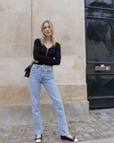 new Women High waisted denim pants fashion casual Straight Women Jeans