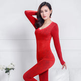 Woman Thermal Underwear Sexy Winter Clothes Seamless Lace Neck Thermal Clothing Set Woman 2 Pieces Long Johns for Women Lingerie