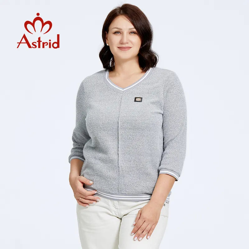 Astrid Women's Sweater Solid Trends Top Long Sleeve Female Tees Plus Size Woman Pullovers Soft Knitted Jumpers Basic Women Plus Size Clothing