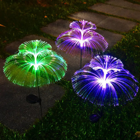Colors Solar Garden Lights Double Layer Solar Jellyfish Lights LED Fiber Lights Outdoor Waterproof Decor Light Patio Lawn