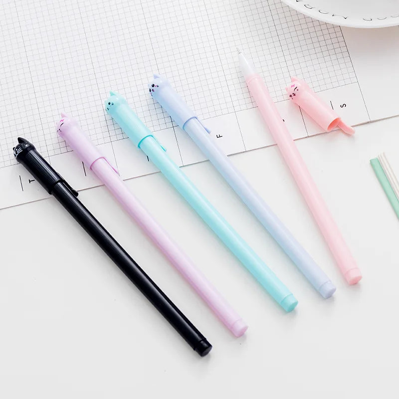 1pc Creative Stationery Student Pen Cute Cat Gel Pen 0.5mm Full Needle Black Ink Pen Office Supplies