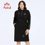 Astrid Women's Dresses Dress Fashion Diamonds Loose Ladies Midi Dresses Long Sleeve Office Female Women Plus Size Clothing - Women Work Dress