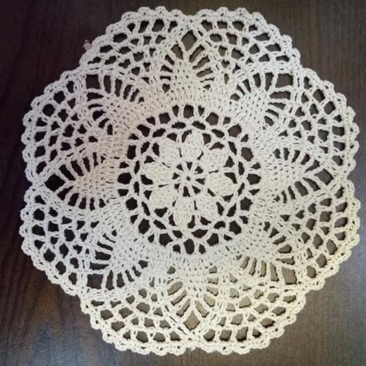 TOP Round Cotton Placemat Cup Coaster Mug Christmas Dining Table Place Mat Cloth Lace Crochet Tea Coffee Doily Cake Pad Decoration - Kitchen
