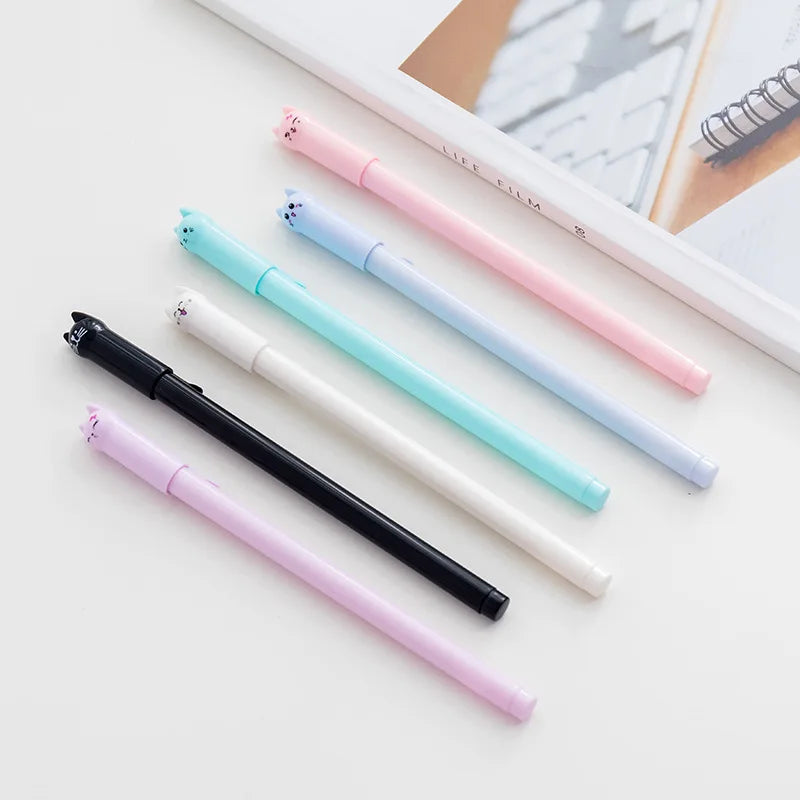 1pc Creative Stationery Student Pen Cute Cat Gel Pen 0.5mm Full Needle Black Ink Pen Office Supplies