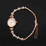 Casual Pointer Quartz Sweet and Elegant & 1pc Natural Freshwater Pearls Bracelet, Gift for women watch