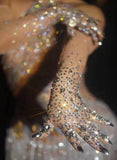 Luxurious Stretch Rhinestones Gloves Women Sparkly Crystal Mesh Long Gloves Dancer Singer Nightclub Dance Stage Show Accessories  - Women Jewellery - Girl Jewellery - Women Accessory - Girl Accessory