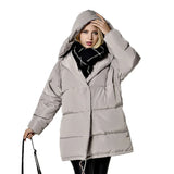 FTLZZ Winter Women Jackets 90% White Duck Down Parkas Loose  Hooded Coats Medium Long Warm Casual Pink Snow Outwear Women Jackets & Vests