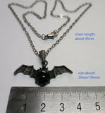 quality cool hip hop rock punk Gothic Black stone gem Vampire bat necklace party gift love chain vintage fashion jewellery - Women Jewellery - Girl Jewellery - Women Accessory - Girl Accessory
