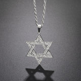 Vintage Design Inlaid Zircon Star of David Pendant Fashion Trend Hexagonal Star Party women jewellery