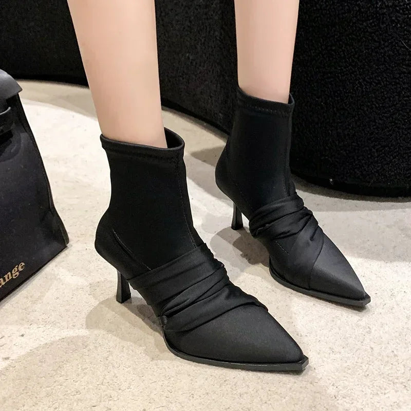 Ankle Boots for Winter New Pointed Toe Women's Boots Elegant Simple Female Formal Shoes Sexy Thin Heels Modern Boots Women Shoe