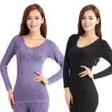 Woman Thermal Underwear Sexy Winter Clothes Seamless Lace Neck Thermal Clothing Set Woman 2 Pieces Long Johns for Women Lingerie