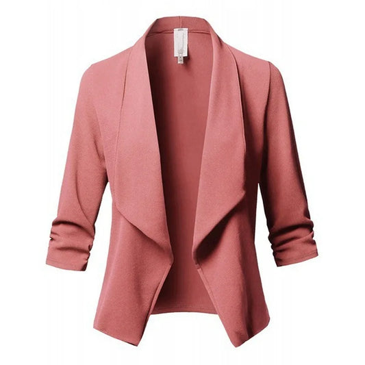 Women Black Thin Blazers Cardigan Coat 2022 Long Sleeve Women Blazers and Jackets Ruched Asymmetrical Casual Business Suit Lady Women Suiting & Blazers