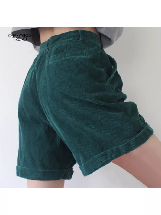 Vintage Shorts Boyfriend Style Summer Casual Solid Streetwear High Waist Female Ladies women short