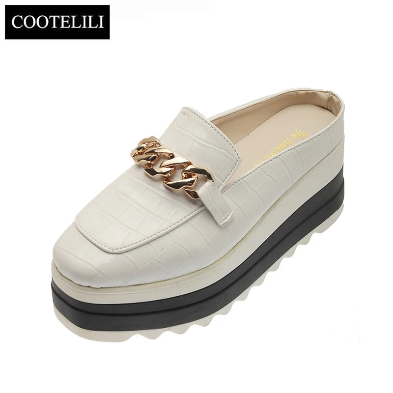 COOTELILI Fashion Platform Summer Slip-On Heels Casual Girls Shoes