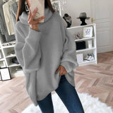 Long Sleeve Turtleneck Knitted Sweater Pull Femme Oversized Sweater Fall Solid Color Sweater Jumper women casual - women contemporary