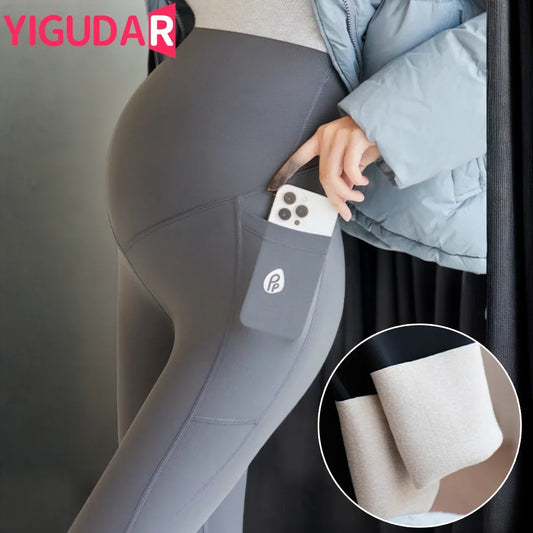 Pregnant woman Clothes Maternity Leggings Pregnancy Elastic Belly Protection Maternity Trousers Plush Thicken Pants Winter Women Legging