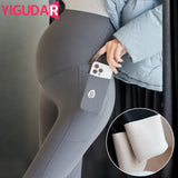 Pregnant woman Clothes Maternity Leggings Pregnancy Elastic Belly Protection Maternity Trousers Plush Thicken Pants Winter Women Legging