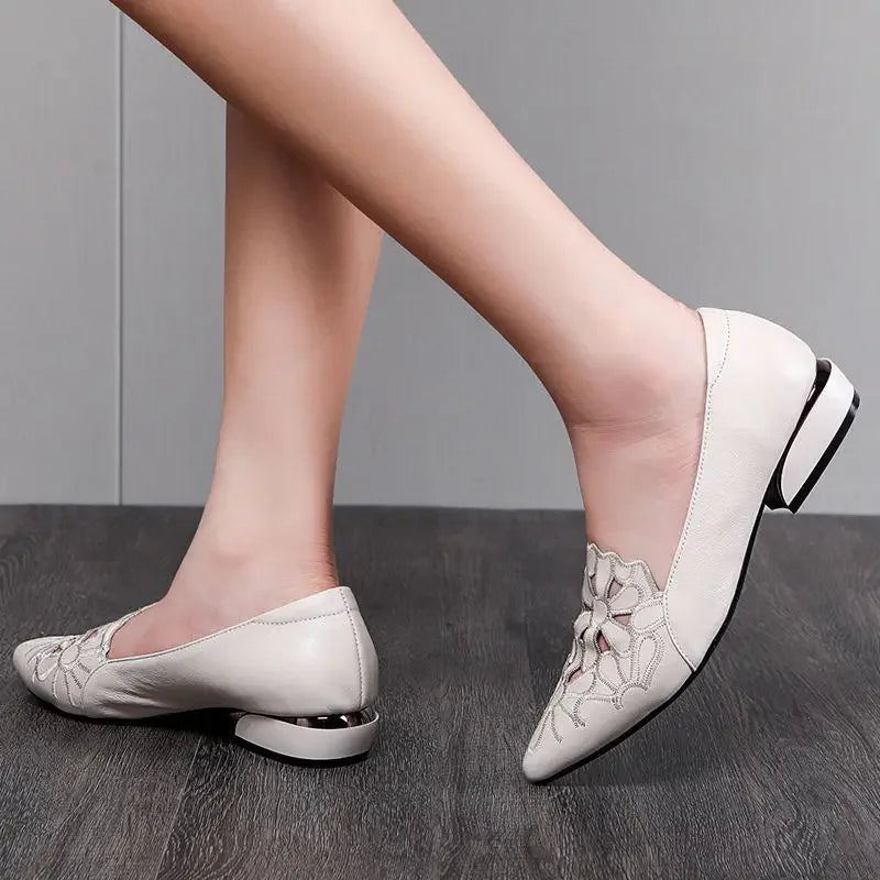 Comemore Office Lady Spring Fall Zapatos Ladies Heels PU Leather Hollow Out Black Square Heel Formal Low Heel Women Shoes