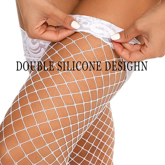 Double-silicone Design Stockings Sexy Fishnet Stockings 1Pair Non-slip Lace Thigh High Sexy Stockings women lingerie