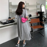 Summer New Letter Printing T-Shirt Dress Short Sleeve Round Neck Plus Size Loose Midi Dress Fashion Clothing Women Casual - Women Dress For Work