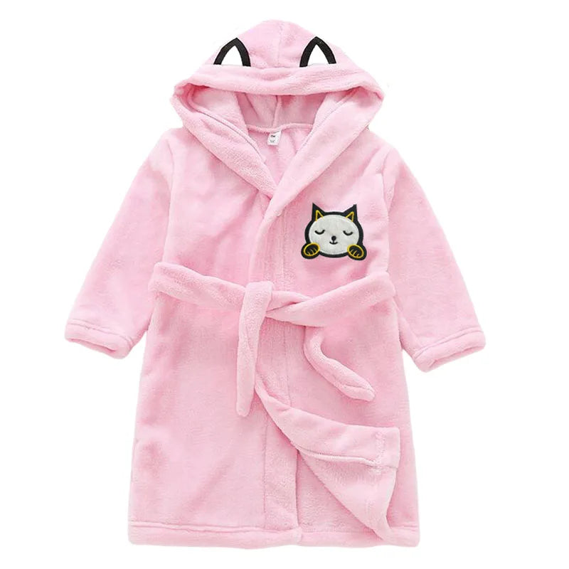 Baby Boys Girls Bathrobe Cartoon Hooded Kids Robes Autumn Winter Warm Casual Children's Pajama Long Sleeve Kid Robes Girls Sleepwear