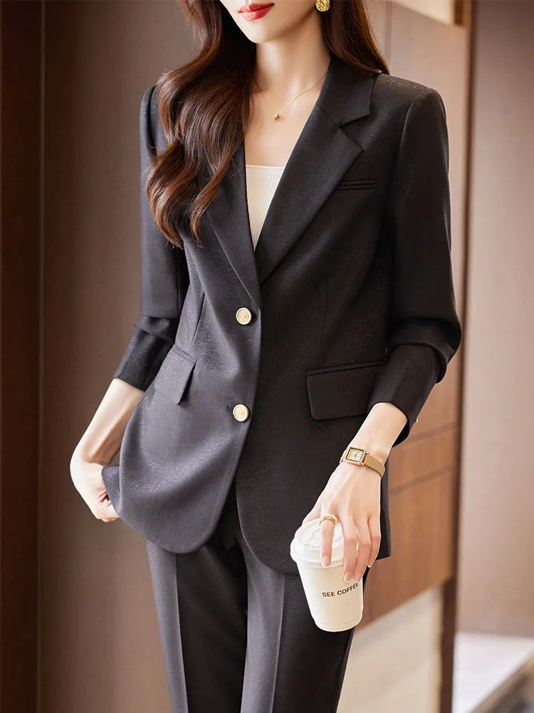 Autumn Winter Formal Women Business Suits with Pants and Jackets Coat Professional Office Work Wear Pantsuits Trousers Set women suiting