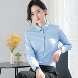 Korean Pink Bamboo Fiber Shirt Women's Long Sleeve Breathable Plus Size Work Clothes Business Wear Business Workwear Shirt Women Work Dress - Women Tops