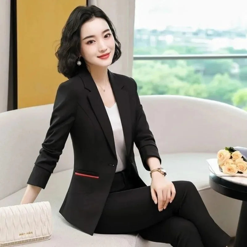 PEONFLY Ladies Blazer Long Sleeve Blaser Suit jacket Female Feminine Blazer Femme  White Black Blazer Autumn women suiting