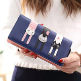 Women's Wallet Wear-resistant PU Leather Wallet Cute Cat Card Holder Mobile Phone Bag Long Clutch Coin Purse for Kids Girls women purse