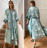 Oversize Print Pajamas Nighties Women's Kimono Gown Robe Long Sleeve Bathrobe Loose Spring Nightwear Home Clothes Women Sleep