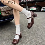 New Mary Jane Thick Heels Buckle Lolita Shoes School Uniform Student Girls Leather Girls Shoes
