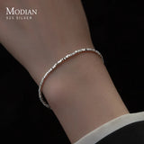 Modian Genuine Sterling Silver Simple Geometric Design Bracelet for Trendy Basic Chain Fine women jewellery
