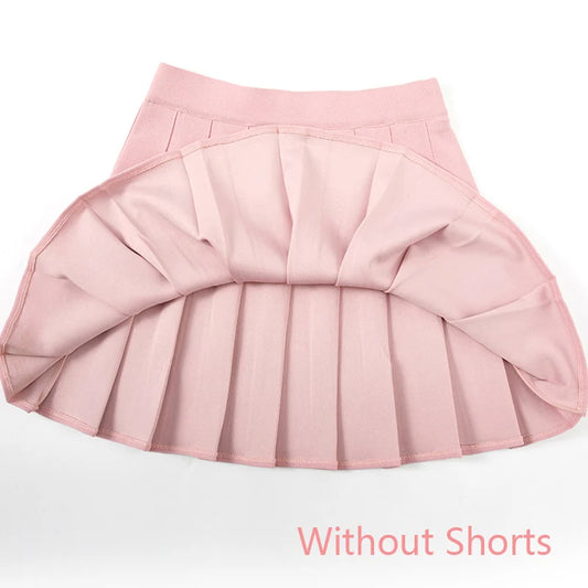 Without Women's Pleated Skirt Elastic High Waist Female Mini Skirts No Lining Ladies Short Skirts Sexy A-line girl skirt