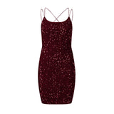 Sexy Women Bodycon Mini Dress Short Tight Dresses for Teens Sparkly Sequin Backless Dress Cocktail Party Gowns Women Prom