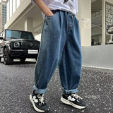 For 10 12 Years Kids Wear Baggy Summer Wear Teenager Elastic Band Boys Jeans
