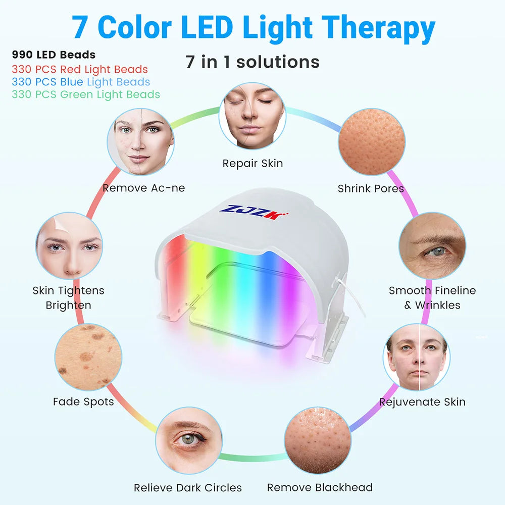 Facials Tools Infrared Lights Therapy Lamp 7 Colors 990 Beads Best for Whitening Anti Wrinkle Blemish Removal Anti-acne - Beauty - Women Accessory - Men Accessory