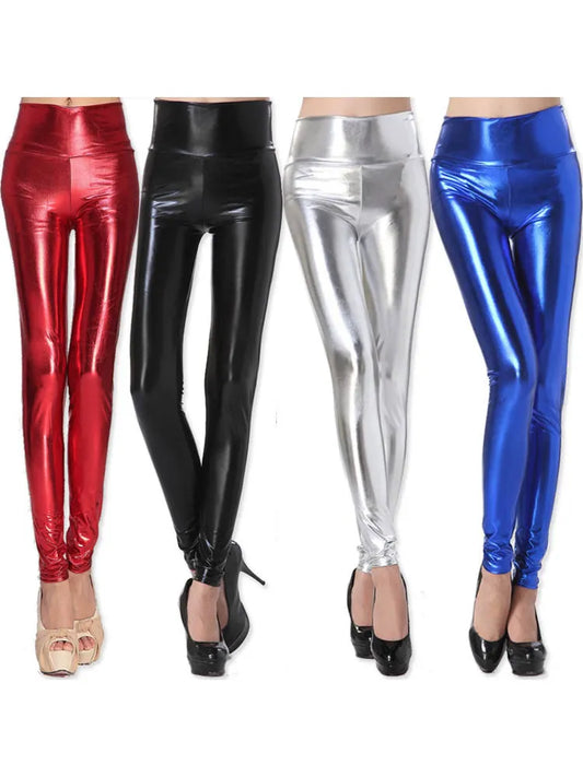 Shiny Sexy Leggings Woman Pencil Pants High Waist Leggins Stretch Elastic Skinny Fashion Tight Silver Gold women legging