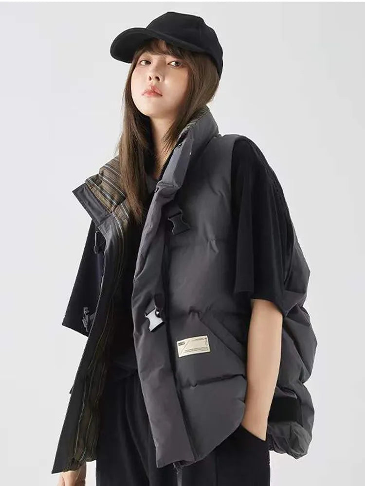 Down Cotton Winter Warm Oversize Sleeveless Zipper Fashion  Colete Feminino Women Coats